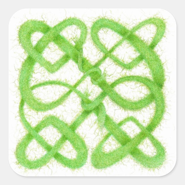 GREEN CELTIC KNOT Grandes Pegatinas cuadrados (Anverso)
