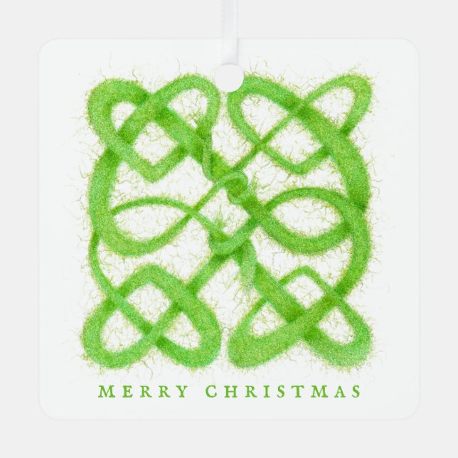 GREEN CELTIC KNOT Ornamento cuadrado Metalizado +  (Anverso)