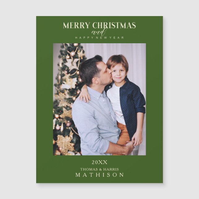 Green Christmas Modern Sophisticated Photo Family (Anverso)