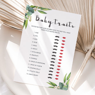 Green Coed Baby Shower Game Traits Baby