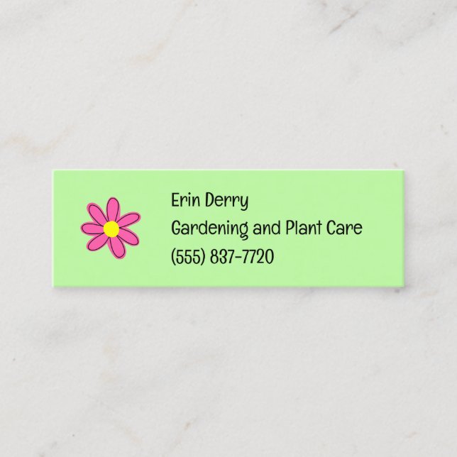 Green con Mini tarjetas de negocios de flores rosa (Anverso)