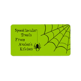 Green Creepy Spider Halloween trata a la etiqueta