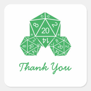 Green D20 Dice Gracias Pegatinas