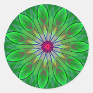 Green Daisy Mandala Pegatina fractal de decoración