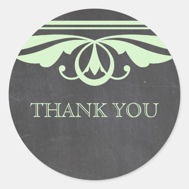 Green Deco Chalkboard Gracias Pegatinas (Anverso)