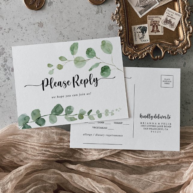 Green Delight Eucalyptus Menú Elección RSVP (Subido por el creador)