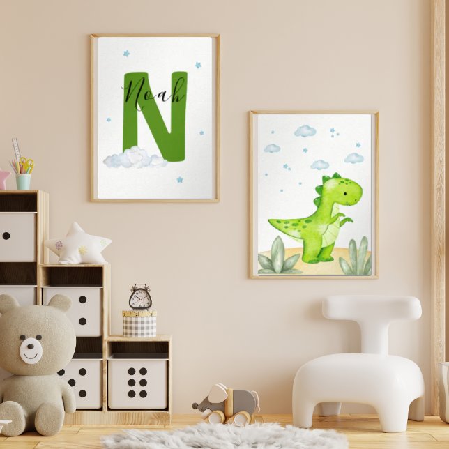 Green Dinosaur Nursery Wall Art Set of 2 Print Set (Subido por el creador)