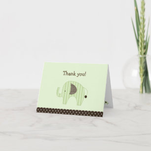 Green Dottie Elephants Folded Gracias nota
