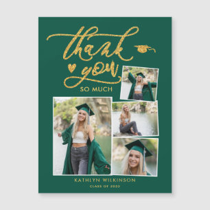 Green Elegant Gold 4 Photo Graduation Gracias