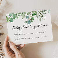 Green Eucalyptus Baby Name Suggestions Card