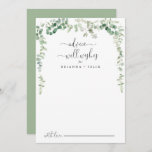 Green Eucalyptus Boda Tarjeta de Consejos para los<br><div class="desc">Este boda de eucaliptos verdes es perfecto para un boda moderno. El diseño se caracteriza por sus elegantes ramas y hojas de eucalipto botánico a mano de acuarela, adornando marcos geométricos. Estas tarjetas son perfectas para un boda, una ducha de novia, una ducha de bebé, una fiesta de graduación y...</div>