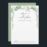 Green Eucalyptus Boda Tarjeta de Consejos para los<br><div class="desc">Este boda de eucaliptos verdes es perfecto para un boda moderno. El diseño se caracteriza por sus elegantes ramas y hojas de eucalipto botánico a mano de acuarela, adornando marcos geométricos. Estas tarjetas son perfectas para un boda, una ducha de novia, una ducha de bebé, una fiesta de graduación y...</div>