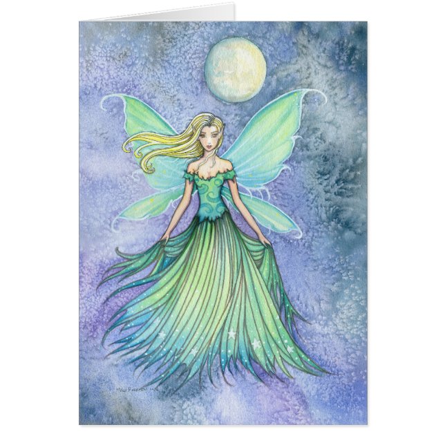 Green Fae y Moon Blank Fairy Card (Frente)