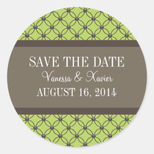 Green Fancy Lattice Save the Date Pegatinas
