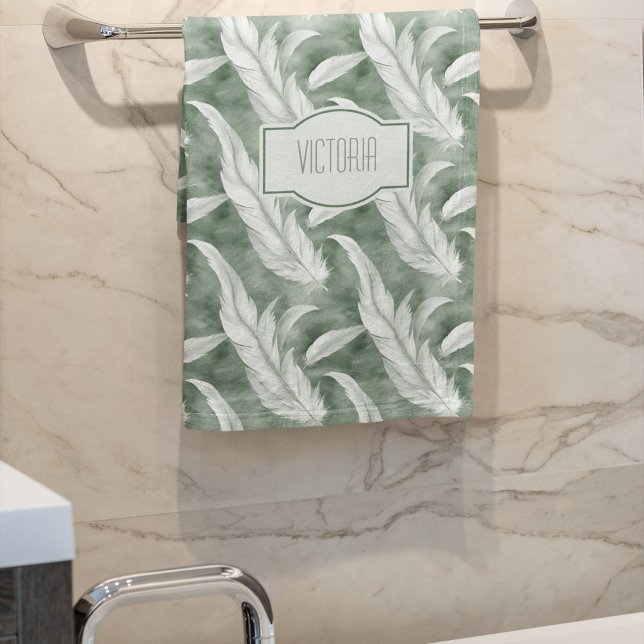 Green Feathers Delicate Gray Monogrammed (Subido por el creador)