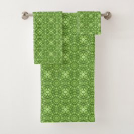 Green floral geometric patterned