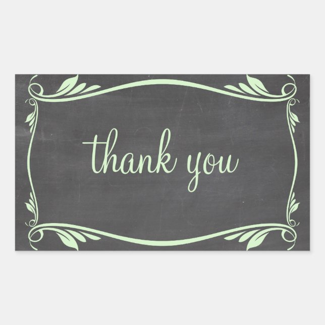 Green Flourish Chalkboard Gracias Pegatinas (Anverso)