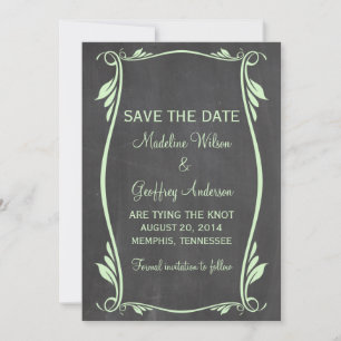 Green Flourish Chalkboard Guardar la invitación de