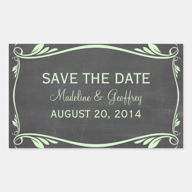 Green Flourish Chalkboard Salven a los Pegatinas d (Anverso)