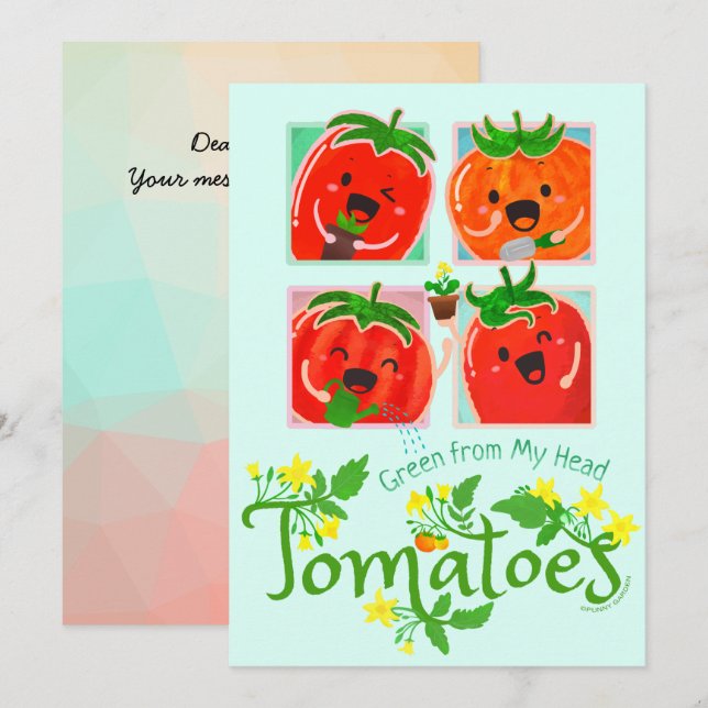 Green from My Head Tomates - Punny Garden card (Anverso / Reverso)