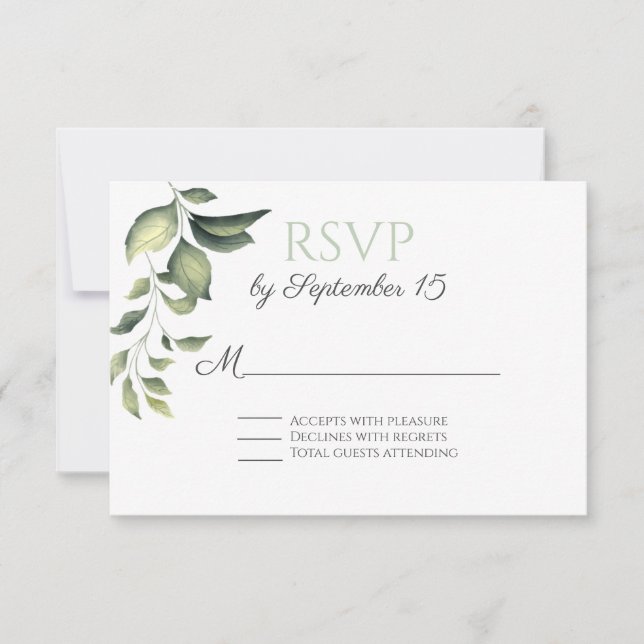 Green Garden deja boda RSVP (Anverso)