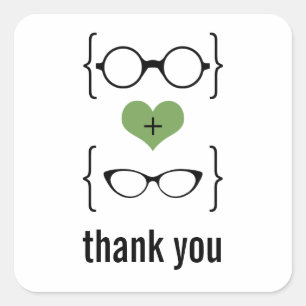 Green Geeky Glasses Gracias Pegatinas