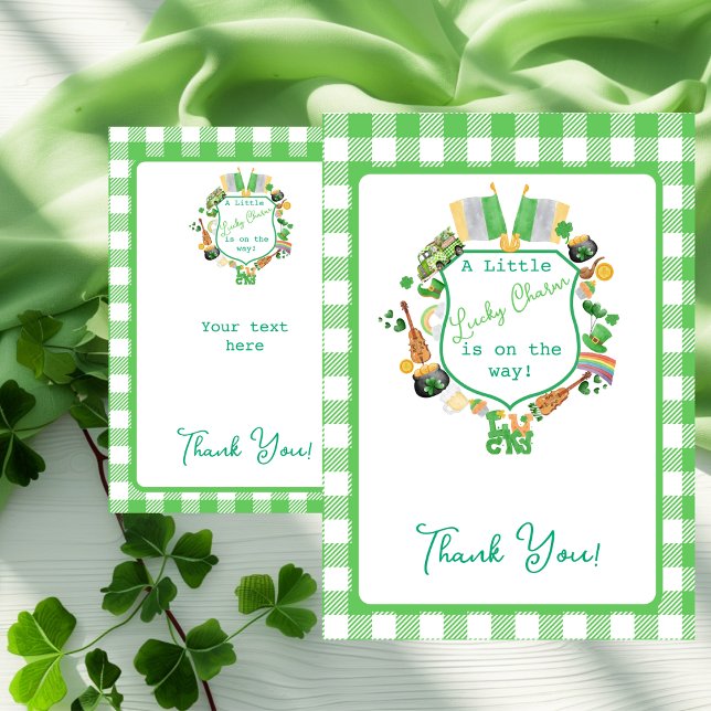 Green Gingham Charm Baby Shower (Green Gingham Charm Baby Shower Thank You cards)