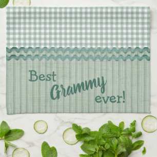 Green Gingham Check y Stripes Kitchen Toallas