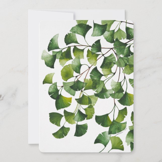 Green Ginkgo Biloba - Tarjeta en blanco (Anverso)