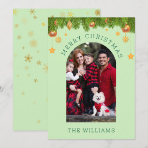 Green & Gold Feliz Navidad Personalizado One Photo