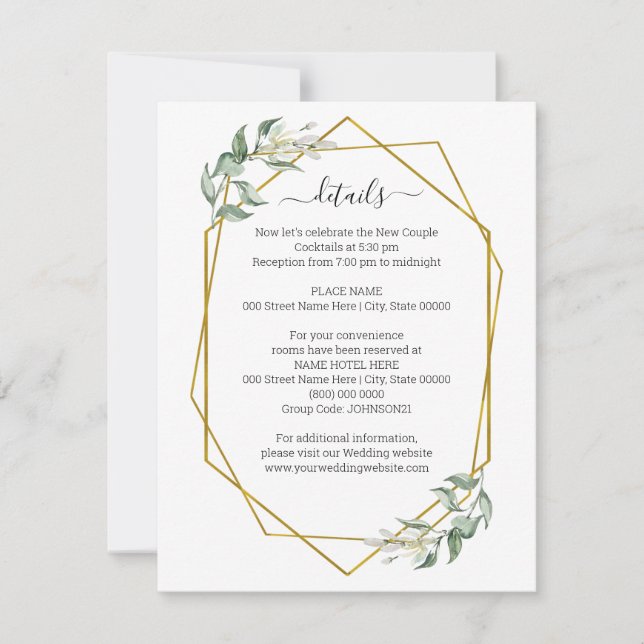 Green Gold Geometric Details Insertar tarjeta (Anverso)