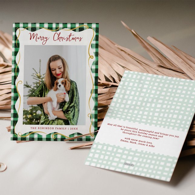 Green Gold Gingham Pattern Feliz Navidad 1 Foto (Subido por el creador)
