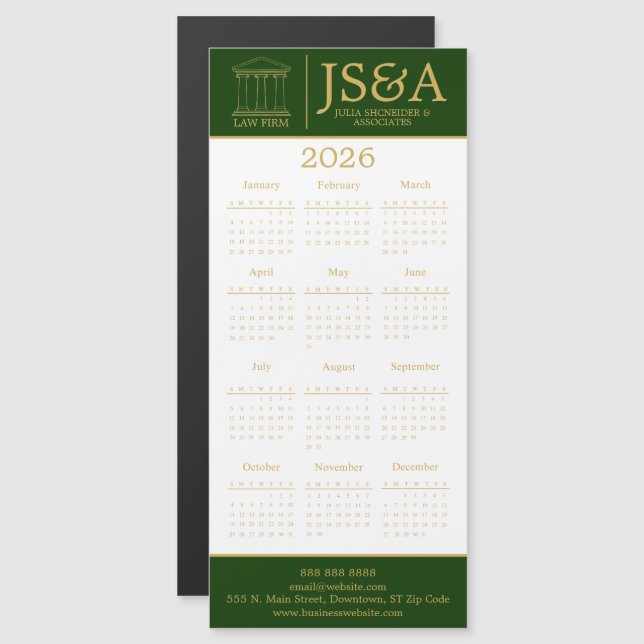 Green Gold Justice Columns Law Firm Logo 2026 (Anverso/Reverso)