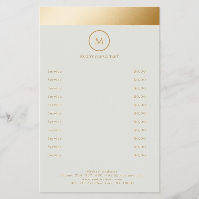 Green Gold Stripe Monogramm Circle Flyer (Frente)