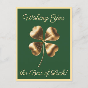 Green Golden Four Leaf Clover Buena Postales de Su