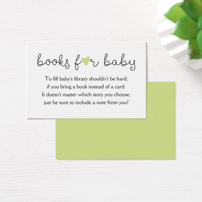 Green Heart Bring a Book Request Baby Shower (Escritorio)