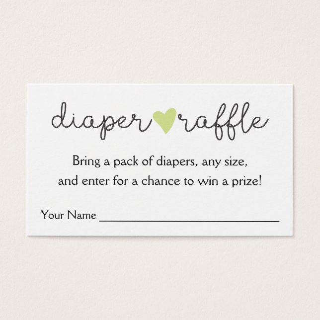 Green Heart Diaper Raffle Baby Shower (Frente)