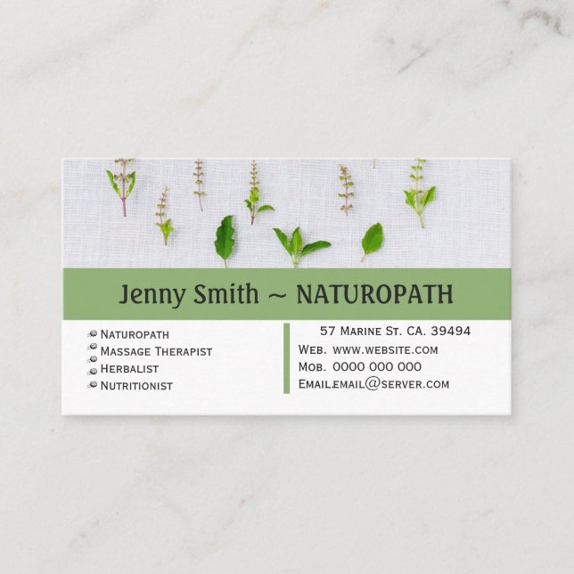Green Herbs Naturopath Nombramiento tarjeta de vis (Anverso)