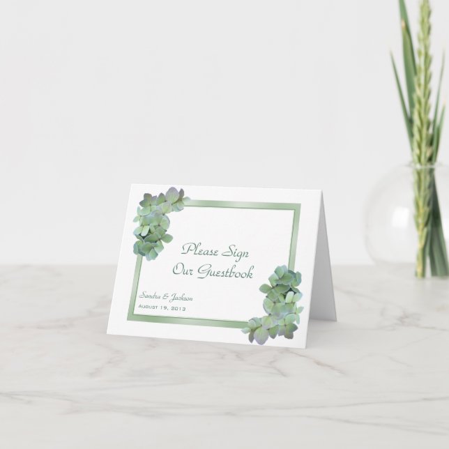 Green Hydrangeas Rótulo Nuestra Tarjeta plegada de (Anverso)