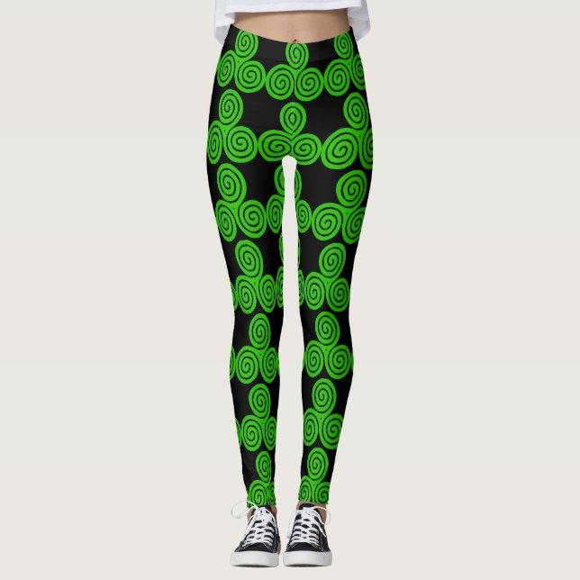 Green Irish Triskel Happy St Patrick B Leggings (Anverso)
