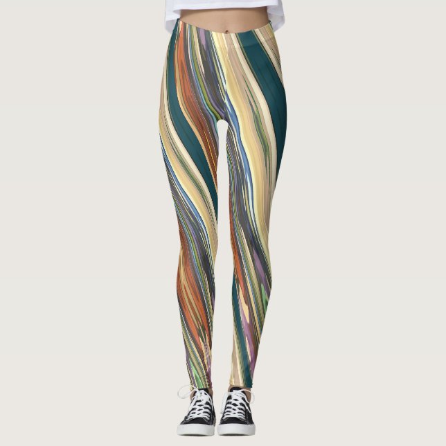 Green Ivory Irregular Stripes Leggings (Anverso)