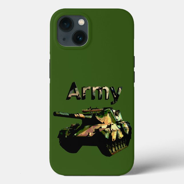 Green Khaki Army Tank, Funda del iPhone 13 (Reverso )