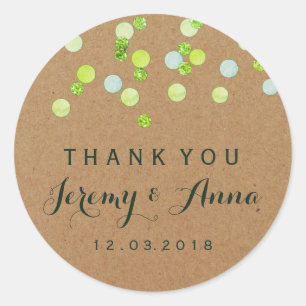 Green Kraft Confetti Gracias a la etiqueta moderna