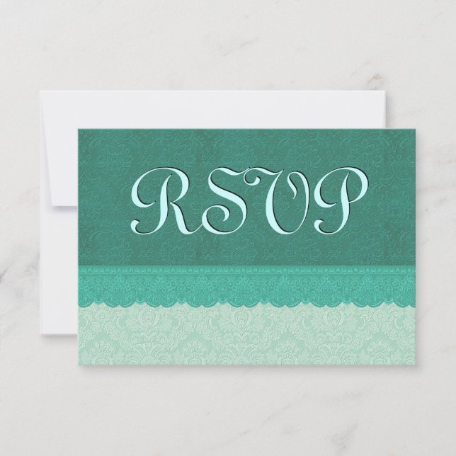 Green Lace Damask RSVP Boda Ver9 (Anverso)