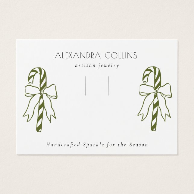 Green Line Art Candy Cane & Bow Hairclip Display  (Frente)