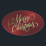 Green Merry Christmas Red Pegatina Grabado en reli<br><div class="desc">Artículos con temática navideña diseñados por Umua. Impreso y enviado por Zazzle o sus afiliados.</div>