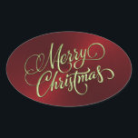 Green Merry Christmas Red Pegatina Grabado en reli<br><div class="desc">Artículos con temática navideña diseñados por Umua. Impreso y enviado por Zazzle o sus afiliados.</div>