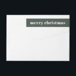 Green Merry Christmas Return Address<br><div class="desc">Un sencillo y moderno conjunto navideño alrededor de la etiqueta de la dirección de retorno que presenta Feliz Navidad en tipografía retro blanca sobre un fondo verde. Añada este detalle especial a sus envíos de correo de vacaciones.</div>