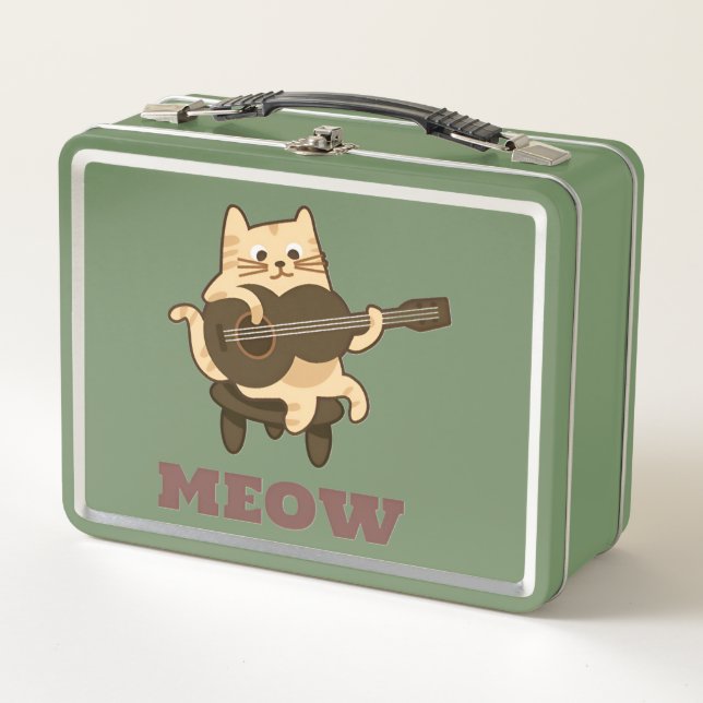 Green Metalizado Lunchbox - Diseño de un Gato de G (Anverso)