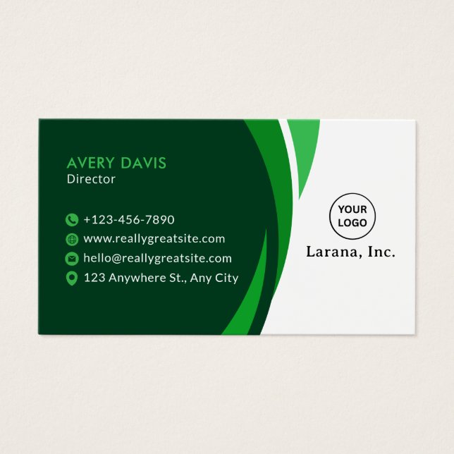 Green & Navy Blue Modern Corporate Business Card (Frente)